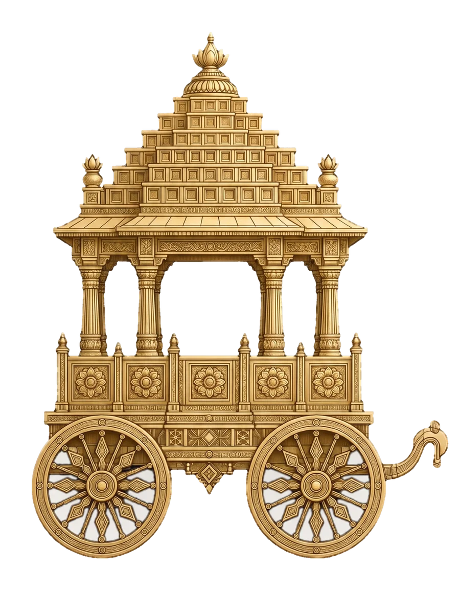 The ratha, a gold temple chariot, crest of the house